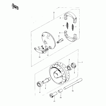 FRONT HUB/BRAKE ('74 KX 450)