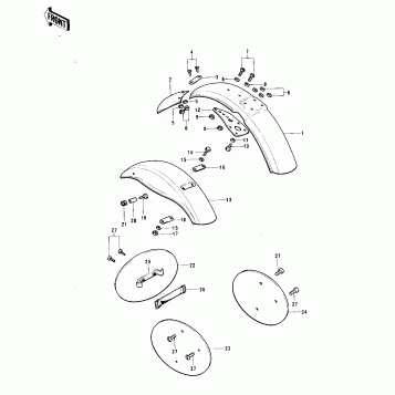 FENDERS/NUMBER PLATES ('74 KX 450)