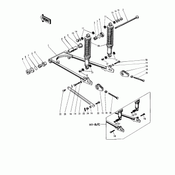SWING ARM/SHOCK ABSORBERS ('69-'72 H1/A/