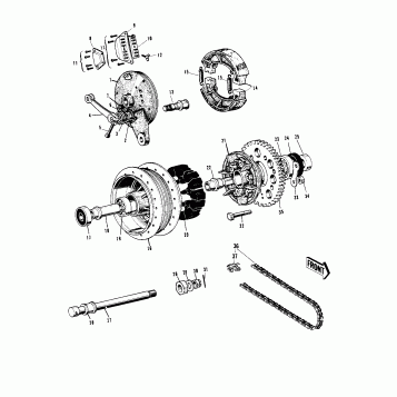 REAR HUB/BRAKE/CHAIN ('69-'72 H1/A/B/C)