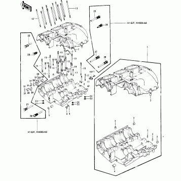 CRANKCASE ('73-'75 D/E/F & '76 A8)