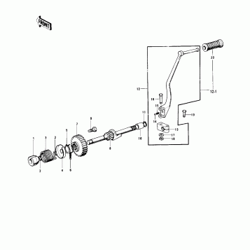 KICKSTARTER MECHANISM ('73-'75 D/E/F & '
