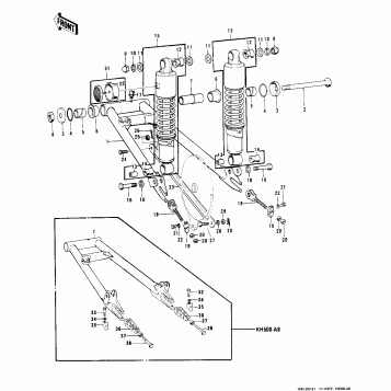 SWING ARM/SHOCK ABSORBERS ('73-'75 D/E/F