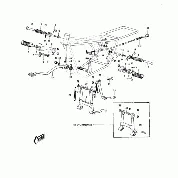 FOOTRESTS/STANDS/BRAKE PEDAL ('73-'75 D/