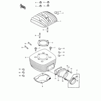 CYLINDER HEAD/CYLINDER/REED VALVE ('80-'