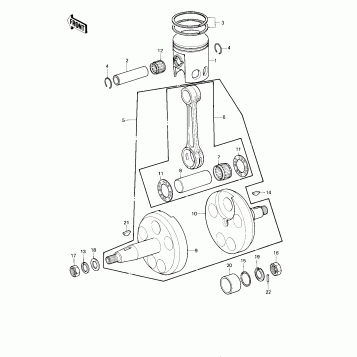 CRANKSHAFT/PISTON ('80-'81 KE175-D2/D3)