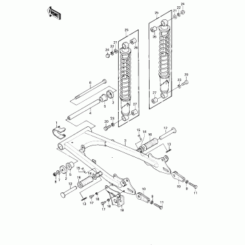 SWING ARM/SHOCK ABSORBERS ('80-'81 KE175