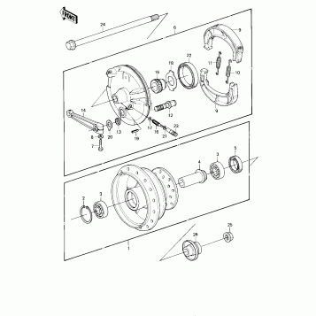 FRONT HUB/BRAKE ('80-'81 KE175-D2/D3)