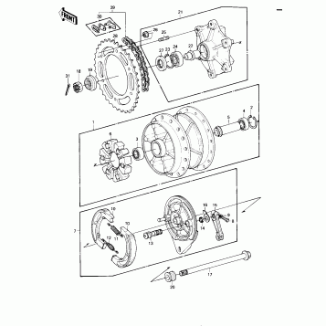REAR HUB/BRAKE/CHAIN ('80-'81 KE175-D2/D
