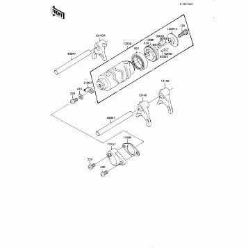 GEAR CHANGE DRUM & FORKS ('82-'83 KE175-