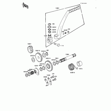 KICKSTARTER MECHANISM ('82-'83 KE175-D4/