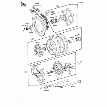 REAR HUB/BRAKE/CHAIN ('82-'83 KE175-D4/D