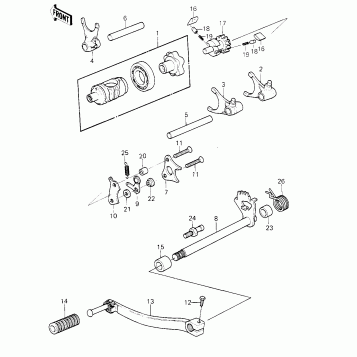 GEAR CHANGE MECHANISM ('81KDX250-B1)