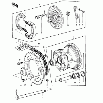 REAR HUB/BRAKE/CHAIN ('81KDX250-B1)