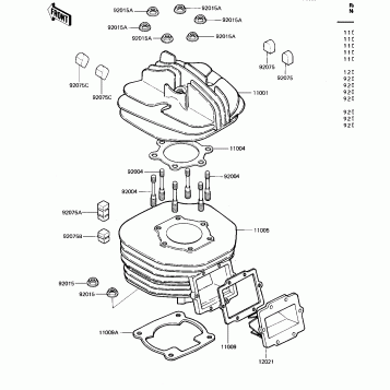 CYLINDER HEAD/CYLINDER/REED VALVE ('82 K