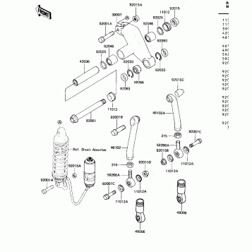 REAR SUSPENSION ('82 KDX250-B2)