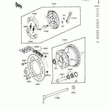REAR HUB/BRAKE/CHAIN ('82 KDX250-B2)