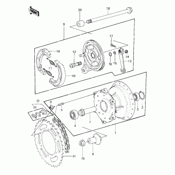 REAR HUB/BRAKE/CHAIN ('81 KX80-C1)