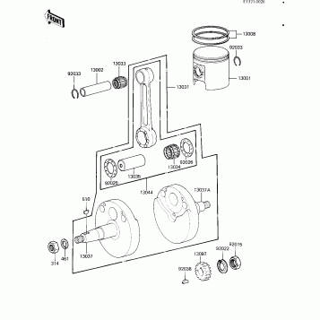 CRANKSHAFT/PISTON ('82 KX80-C2)