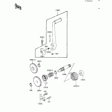 KICKSTARTER MECHANISM ('82 KX80-C2)