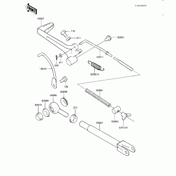BRAKE PEDAL/TORQUE LINK (KX125-B1)