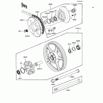 REAR WHEEL/HUB/CHAIN