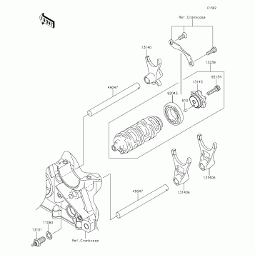 Gear Change Drum/Shift Fork(s)