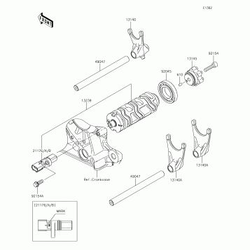 Gear Change Drum/Shift Fork(s)