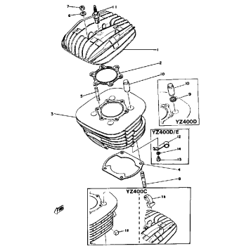 CYLINDER HEAD CYLINDER YZ400C D E
