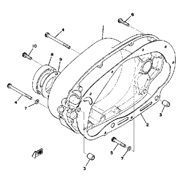 CRANKCASE COVER RIGHT XS650D E E06501~ F