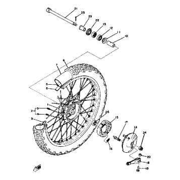 FRONT WHEEL YZ100 E - F