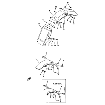 FRONT FENDER REAR FENDER XS650D E E006501~