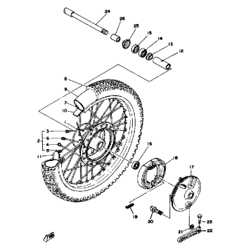 FRONT WHEEL YZ400C D E