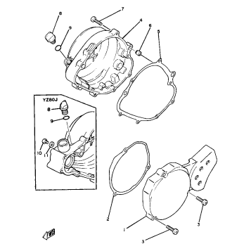 CRANKCASE COVER YZ80H J