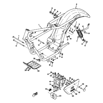 FRAME, REAR CUSHION & REAR FENDER
