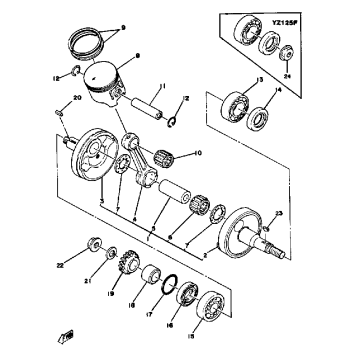 CRANKSHAFT - PISTON YZ125E - F