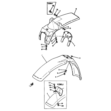 FRONT FENDER REAR FENDR YZ80H J
