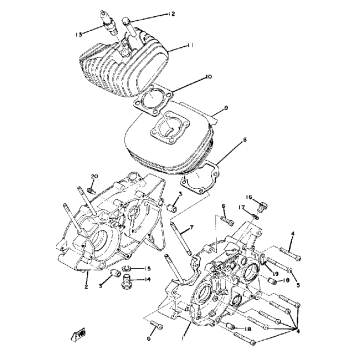 CRANKCASE - CYLINDER YZ80B - YZ80C