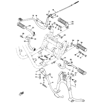 STAND, FOOT REST AND REAR BRAKE PEDAL