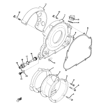 CRANKCASE COVER - TACHOMETER GEAR