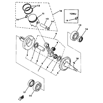 CRANKSHAFT PISTON YZ80H J