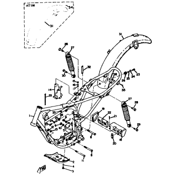 FRAME, REAR CUSHION & REAR FENDER