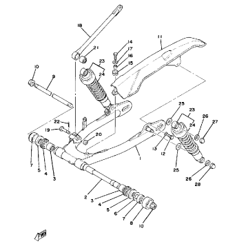REAR ARM-REAR CUSHION-CHAIN CASE