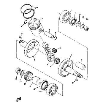 CRANKSHAFT - PISTON YZ80A - YZ80B