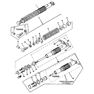 REAR SHOCKS YZ250D - E