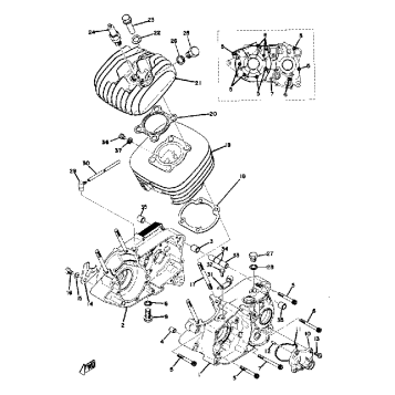 CRANKCASE - CYLINDER YZ125A - B