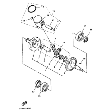 CRANKSHAFT-PISTON (YZ80L)