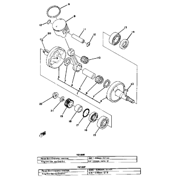 CRANKSHAFT - PISTON YZ100 E - F