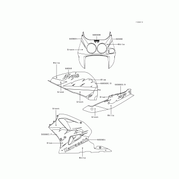 Decals(Green/White/Blue)(ZX750-L2)