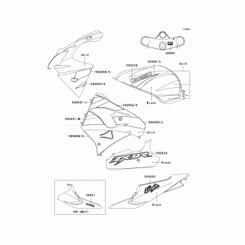 Decals(Gold/Black)(ZX900-F1)